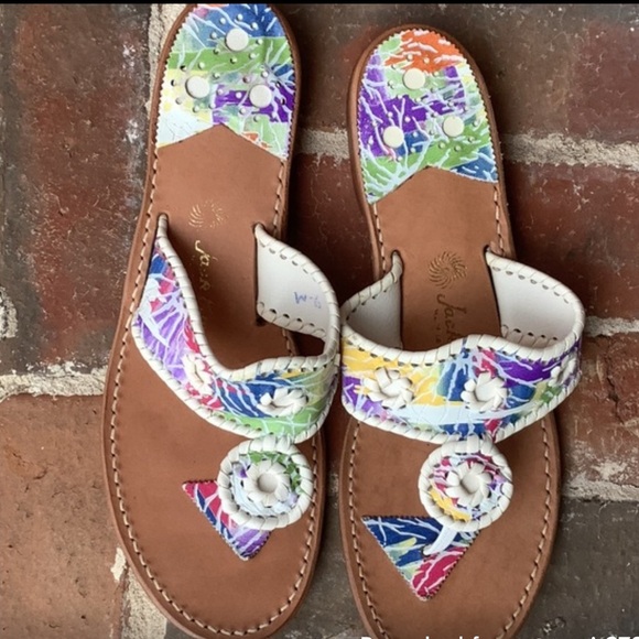These VTG Jack Rogers leather splatter paint sandals go w/every Lilly on EARTH! - Picture 2 of 11